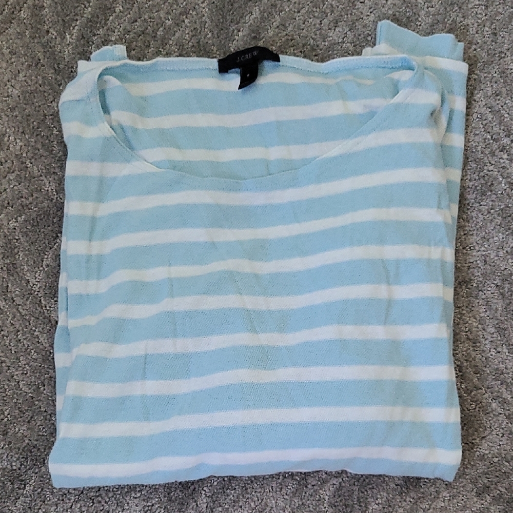 J.Crew Light Blue Striped Tee